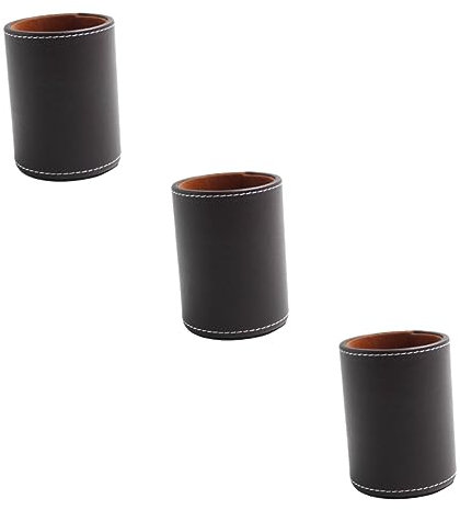 Tofficu 3stücke Pu- Runder Stiftehalter Eleganter Schreibtisch Organizer Für Stifte Und Make-up Pinsel Für Büro Und Zuhause Braun Schwarz