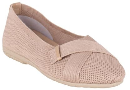 Gloria Vanderbilt Women's Ballet Flat, Comfortable Round Toe Cross-strap Design Dressy Work Flats Shoes for Women, Tan, 5.5 UK