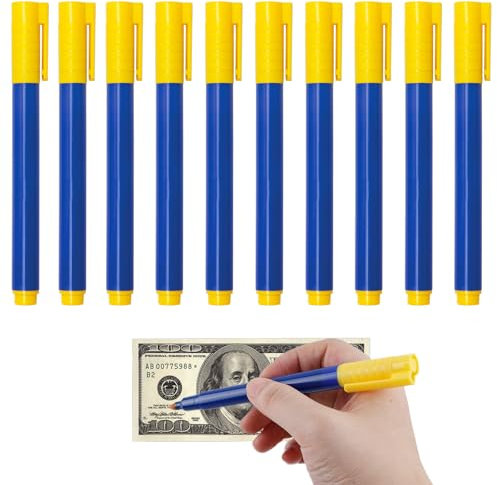 10 Stück Falschgeldprüfstift Banknotenprüfstift Geldscheinprüfer Stift Money Checker Geldschein Prüfstift Falschgeld Checker Stifte Geldprüfgerät Geldprüfstift für Geldscheine