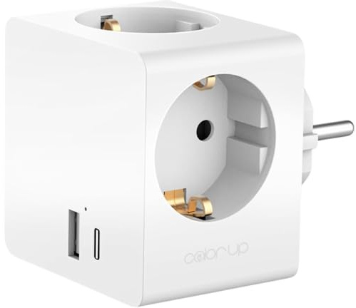 COLOR UP Steckdosenwürfel ohne Kabel, 5in1 Steckdosenadapter für DE/ES/FR | Mehrfachsteckdose für USB A/C + 3X C E/F, Mehrfachstecker für Steckdose mit Kindersicherung
