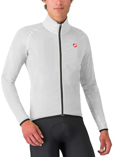 CASTELLI Men’s Squall Shell Jacket, Full Waterproof, Windproof Lightweight Reflective Jacket, Road Cycling & Gravel Biking - Silver Gray/Black - Large