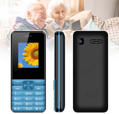Telefoni Cellulari di Base per Anziani e Bambini, Telefoni Stupidi Sbloccati, Telefoni Cellulari Senza Internet - con Pulsanti Grandi, MP3, MP4, Fotocamera, Torcia Elettrica, SOS,Blue