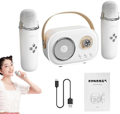 Set di microfono per altoparlante karaoke per altoparlanti per karaoke | microfono per karaoke, senza fili, per adulti, microfoni cantanti portatili con cavo di ricarica, intrattenimento