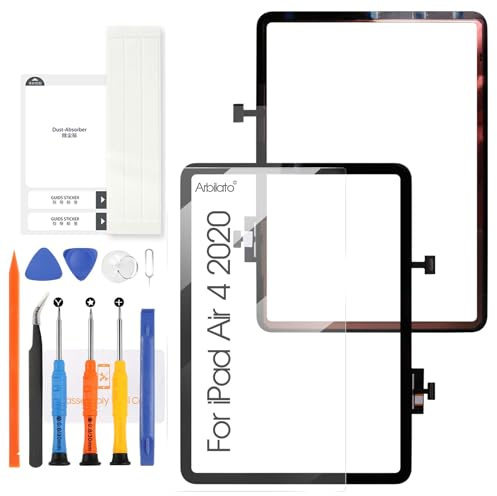 Arbilato Touchscreen für iPad Air 4 4. Generation 2020 10,9 Zoll – Digitalisierer A2324 A2072 A2325 A2316 Touchscreen Glas Ersatz Kit (Schwarz, kein LCD)