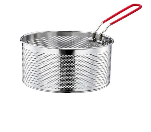 Pommes Körbchen,304 Frittierkorb Edelstahl Pommeskörbchen Ablaufkorb Friteusen Servierkorb Mit Griff für Pommes Frites Garnelen Zwiebelringen (20cm(7.8in))