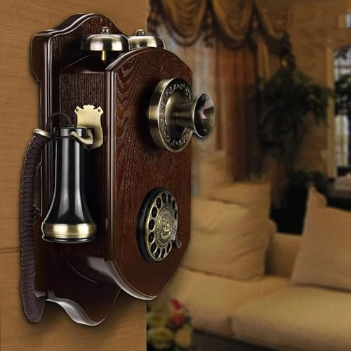 HPTHLY Vintage/Classic Style Corded Phone, Antique Wall-Mount Phone, Retro Design Rotary dial Landline Telephone
