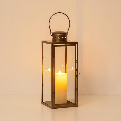 Staymoment Lanterna decorativa in oro per esterni: 35 cm, lanterna grande per esterni come balcone, giardino, decorazione vintage, decorazione da tavolo