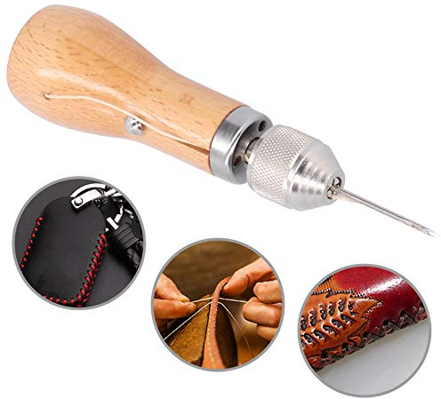 Leather Sewing Awl Repair Kit, Professional Stitcher Needles Kit Speedy Stitcher Leather Craft Hand Stitching Tools Handheld Sewing Machine Upholstery Sewing Kit for DIY Leathercraft Canvas Bags