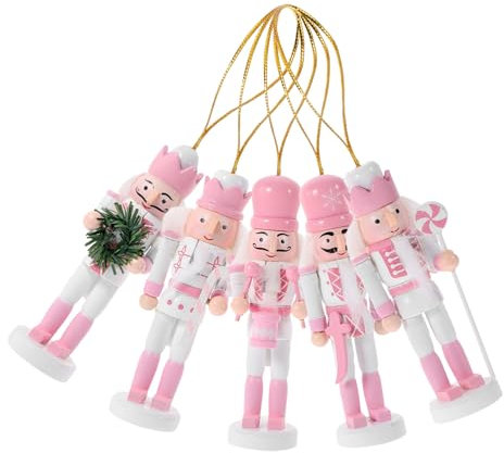 Milisten 5pièces Casse-Noisette Décoration De Noël Bois Pendentif Suspendu Figurine De Casse-Noisette pour Ornement De Fête