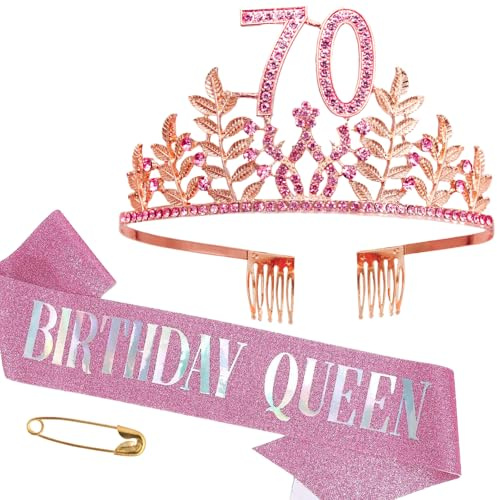 Geburtstag Schärpe und Tiara Mädchen Krone Damen Diadem Geschenke Crown Geburtstagskönigin Schärpe Kristall Strass Stirnband Deko für Frauen Geburtstag Party Supplies