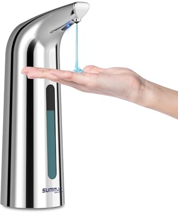 Summon The Elve Seifenspender Automatisch,400ML Berührungsloser Batteriebetriebener Elektrischer Seifenspender mit Sensor,4 Stufen Verstellbar No Touch Soap Dispenser für Bad,Küche(Silber)