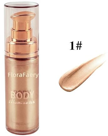 Body Shimmer Oil - Shimmer Body Lotion - Liquid body Glitter Highlighter Makeup - Hydrating Shimmering Rose Gold Spray - Sparkly Glaze Bronzer Non-sticky for Beach, Stage, Daily Makeup