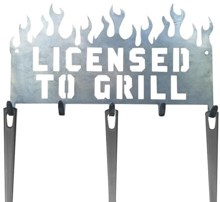Etsy Porte-outils pour barbecue – Organisateur de cuisine extérieur personnalisé | Porte-couverts mural intérieur avec 5 crochets | Porte-couverts en métal avec logo pour barbecue et ustensiles de