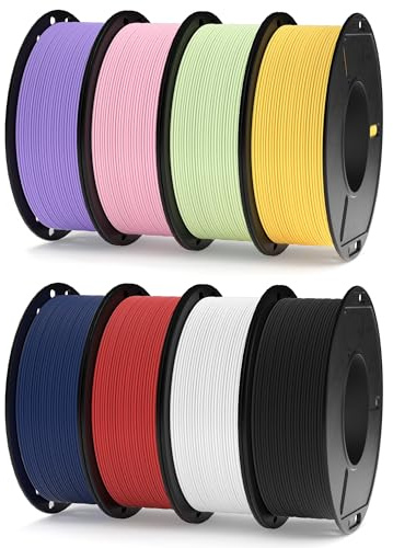 ELEGOO Pack de 8 Bobines de Filament PLA MAT 250g 1,75 mm, 8 Couleurs de Filaments pour Imprimante 3D Précision Dimensionnelle +/- 0,02 mm, 8 Bobines de 250g, Multicolore 2