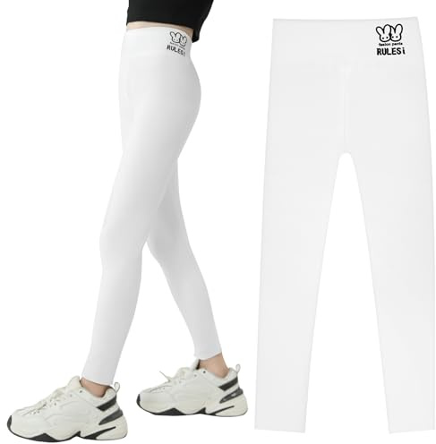 HOTUT Leggings para niña, Leggins Mallas para niña, Ropa Deportiva para niños, Leggings Pantalones Largos Niñas - Blanco