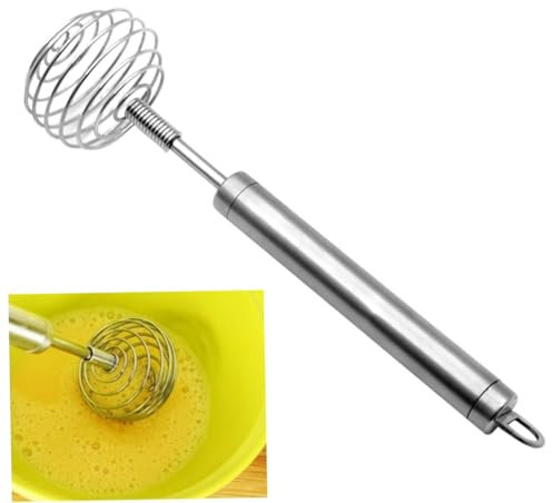 FUNOMOCYA Frusta Spirale Acciaio Inossidabile per Cucina Utensile per Uova e Bevande Mixer Manuale Resistente e Strumento
