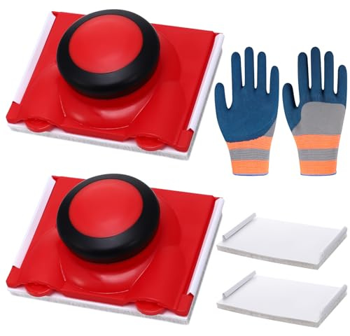 2 Pack Paint Edger & Pad Set,Flat Edger with Nylon Bristles and 2 Replacement Paint Pads–Wall and Ceiling Cutting-In Brush Tool,Red