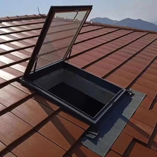 Dach Dachfenster Anpassbare Größe Dachscheine mit Doppelschicht gehärtetes Glas, Haushaltsfenster für für geneigt & Flachdach, für Regenschutz/Wärmedämmung(60x75cm/23.6x29.5inch)