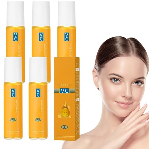 Aceite de suero para ojos de luteína, 5 unidades de aceite de ojos de luteína Vc, aceite esencial de luteína, hidratante y refrescante la piel, reafirmante los ojos, la hinchazón y las ojeras (8 ml x