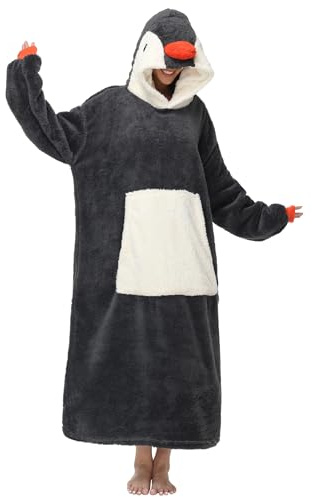 LATH.PIN Manta de gran tamaño con capucha, sudadera con capucha de gran tamaño, manta con capucha, suéter de felpa cálida con capucha, manga larga para mujer, hombre, adulto con enorme bolsillo