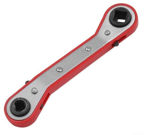 Yuanpgky Refrigeration Ratchet Wrench 4-in-1 Socket Wrench with 1/4in, 3/8in, 3/16in, 5/16in for HVAC Air Conditioning Repair, Double-Headed Square Drive Spanner for(B)