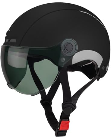 CKryzillix Casque Velo Réglable Casque de vélo avec Lunettes, Verres, Protection auditive, Autocollant réfléchissant, VTT, Route, électrique(V08-Black)