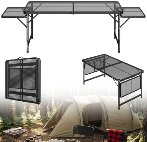Froadp Campingtisch Picknicktisch klappbar höhenverstellbar 120x60x55cm | Belastbar bis 30 kg, Seitlich Erweiterbar, Schneller Aufbau, Leicht Transportierbar, Stabil & Robust, Für Garten & Familie