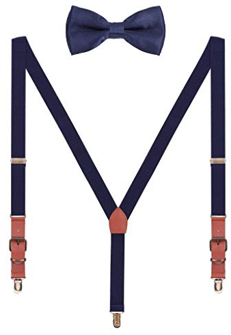 WANYING Hosenträger Fliege Sets für Damen Herren Jugendlichen Kinder Kleinkind Jungen Mädchen Partnerlook Y Form 3 Anti-Rost Clips Hosenträger Elastisch Verstellbar Classic