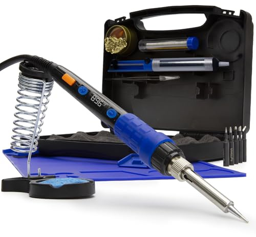 YIHUA 928D Soldering Iron Kit, 65W Soldering Iron, Fully Digital, Display °F/°C, Temperature Control, Accuracy 194~896℉- Soldering Kit with Sleep Function, Temp. Correction Function, Holder &more.