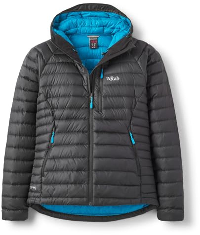 Rab Women's Microlight Alpine 700-Fill Down Hooded Puffer Jacket for Hiking & Skiing - Black - Small