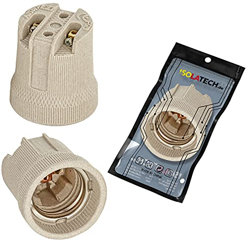 ISOLATECH 1Stk E27 Keramik Fassung LED Energiesparlampen (max.250V/4A) Leuchtmittel für Home Decke Installation Badezimmer Küche Kühlschrank Halterung Sockel einbauen hitzebeständig