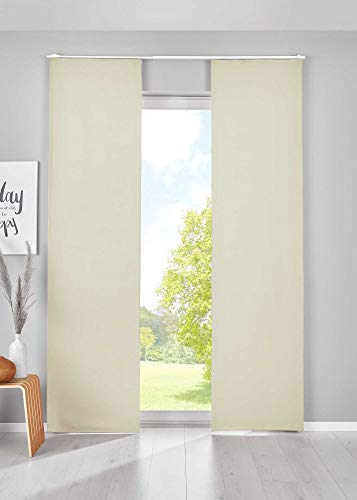 Gardinenbox 2er Set Verdunkelung Schiebegardinen »Newyork« HxB 145x60 cm Beige Flächenvorhänge Paneelwagen Blickdicht Thermo-Schiebevorhang, 202020680-2