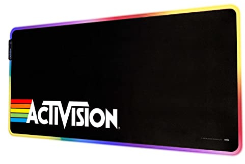 Mauspad Schwarz - Mousepad LED Activision - RGB Mauspad XXL 14 LED-Licht-Modus mit rutschfestem Gummigrundfläche und USB-Kabel | Mousepad XXL - Gaming mauspad 900 x 400 x 40 mm