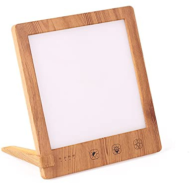 Venatura Del Legno Lampada Per La Terapia Della Luce, 10000 Lux Terapia Della Luce Contro La Depressione, Con 3 Modalità Colore 4 Funzione Timer Senza Raggi ​UV Lampada A Spettro,Wood grain