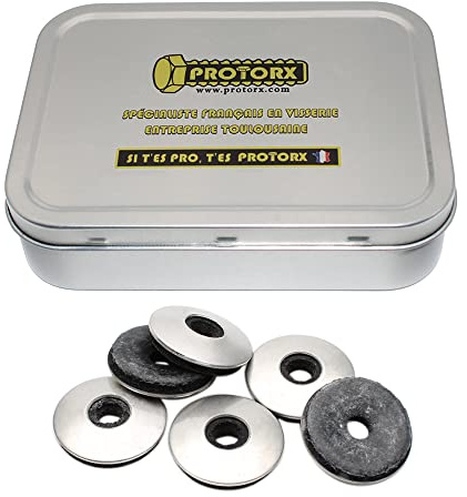 Rondelle Neoprene 5,5mm x 19mm : Boite 50pcs Inox | Rondelles Etancheite pour Vis Autoforeuse Metal Tole Ondulée pour Toiture | Rondelle D'Étanchéité Acier A2 avec Joint Caoutchouc Epdm | PROTORX