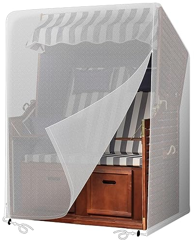 PATIO PLUS Strandkorb Schutzhülle Gewebe Wetterfest Wasserdicht Reißfest-UV, 135x105x175/140cm(Transparent)