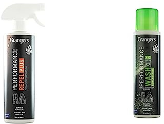 Grangers Performance Repel Plus | 500ml | Powerful spray-on waterproofer & Grangers Performance Wash | 300ml | Cleans, Refreshes and Restores the Appearance of All Outdoor Clothing
