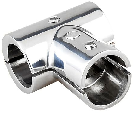 Aublinto Pasamanos para barcos de 3 vías, conector de barandilla marina, barandilla de acero inoxidable, 60°/90° T/T, conector de riel dividido para tubos de 22 mm/25 mm/30 mm