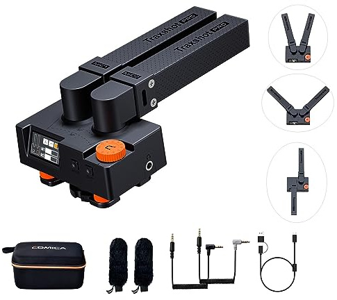 comica Traxshot Pro Super Cardioid Transformable All-in-One External Shotgun Microphone for Camera Phone Tablet Computer PC Video Recording Voice Interview YouTube Live Streaming