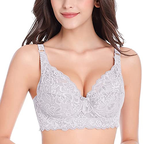 Holiday Essentials Bras for Women Half Cup Push up Backless Bra Front Fastening Bras for Women Non Wired Post Surgery Bra Floral Lace Minimizer Bra Deal of The Day Sale Clearance White