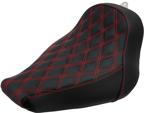 HDBUBALUS Motorcycle Solo Seat Cushion Diamond Leather Seat Compatible with Harley Breakout Fatboy 2018-2025 (Red Thread)
