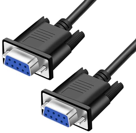 YIOVVOM Cavo di prolunga seriale DB9 RS232 femmina a femmina, 9 pin, cavo DB9 dritto attraverso connettore seriale a 9 pin, nero, 4,8 m