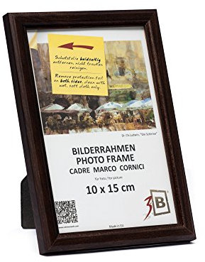 3-B Cornice per foto JENA - marrone scuro - 10x15 cm cornice in legno di pino con vetro acrilico