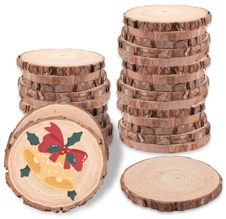 DAJAVE 15 Stück Holzscheiben, Holzplatte Rund 10-12cm Baumscheiben Deko, Holzscheiben 10cm Durchmesser Holz Log, Baumscheiben für DIY Basteln Hochzeit Weihnachten Dekoration Baumscheibe