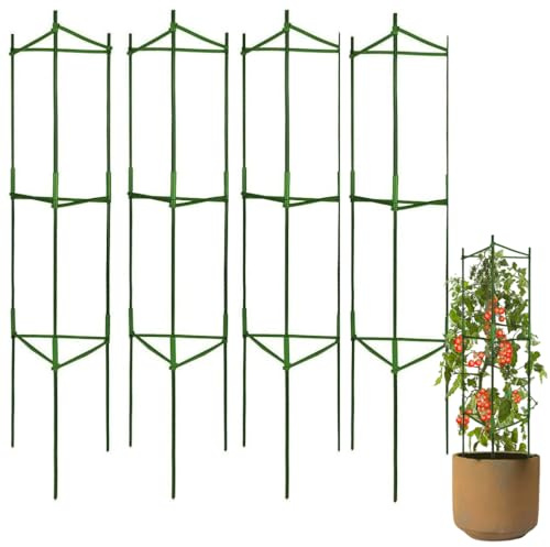 4 Stück Rankgitter für Tomaten Gurken, Garten Rankgitter für Kletterpflanzen, 120CM Rankhilfe Metall für Tomaten, Gemüse & Kletterpflanzen,Blumen und Obstpflanzen,Rankobelisk, Tomatenkäfige