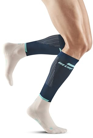 CEP Herren The Run Socks Tall V4 Laufbekleidung Kompressions-Socken Blue/Off White - Creme V