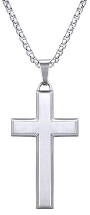 VEXXS Kreuz Kette Herren Gold/Silber Kette,18 Karat Vergoldet 2.5mm Edelstahl halskette mit Mattes Finish Kreuz Anhänger,Goldkette für Herren Damen Männer Jungen, Schmuck Geschenk,46-61cm