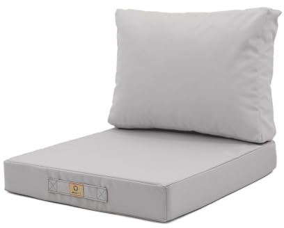 deco arts Coussins pour Salon de Jardin Déhoussable - Coussins extérieur - 50x50 cm - Coussin de Remplacement pour Fauteuil, Banc & Chaise d'extérieur - Imperméable & Confortable - Gris Galet