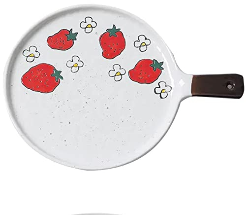 Plato de lasaña Plato de cerámica for hornear Pizza Utensilios for hornear de cerámica, con plato de comida occidental redondo de un solo mango especial for horno microondas y plato for horno Platos p