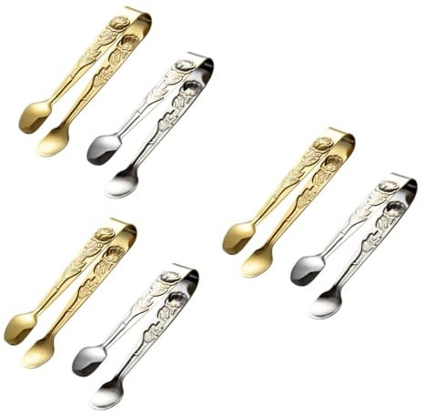 Garneck 6 Stk Lebensmittelzange Aus Edelstahl Grillclip Aus Stahl Zuckerzange Eiswürfel-clips Toasterzange Mini-obstzange Mini-küchenzange Antike Eiszange Buffetzange Rostfreier Stahl